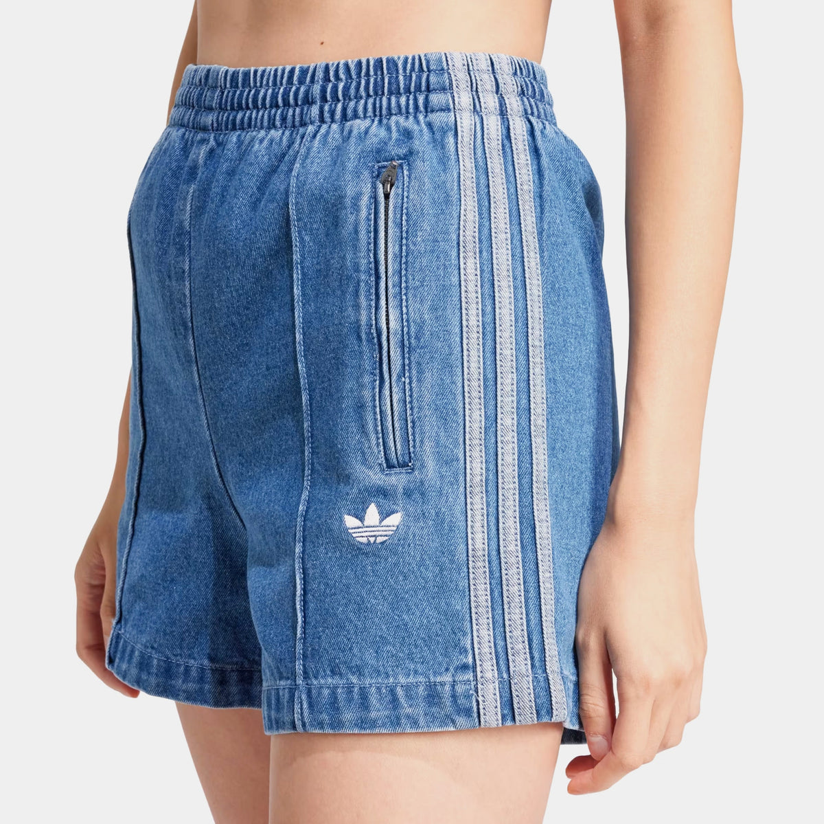 Exclusive Adicolor Denim Firebird Womens Shorts (Indigo Denim) — XS — Back View