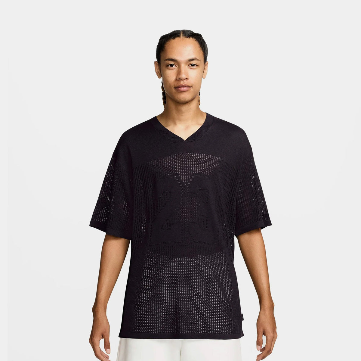 Exclusive Knit Football Mens Jersey (Off Noir/Dark Smoke Grey) — S — Front View