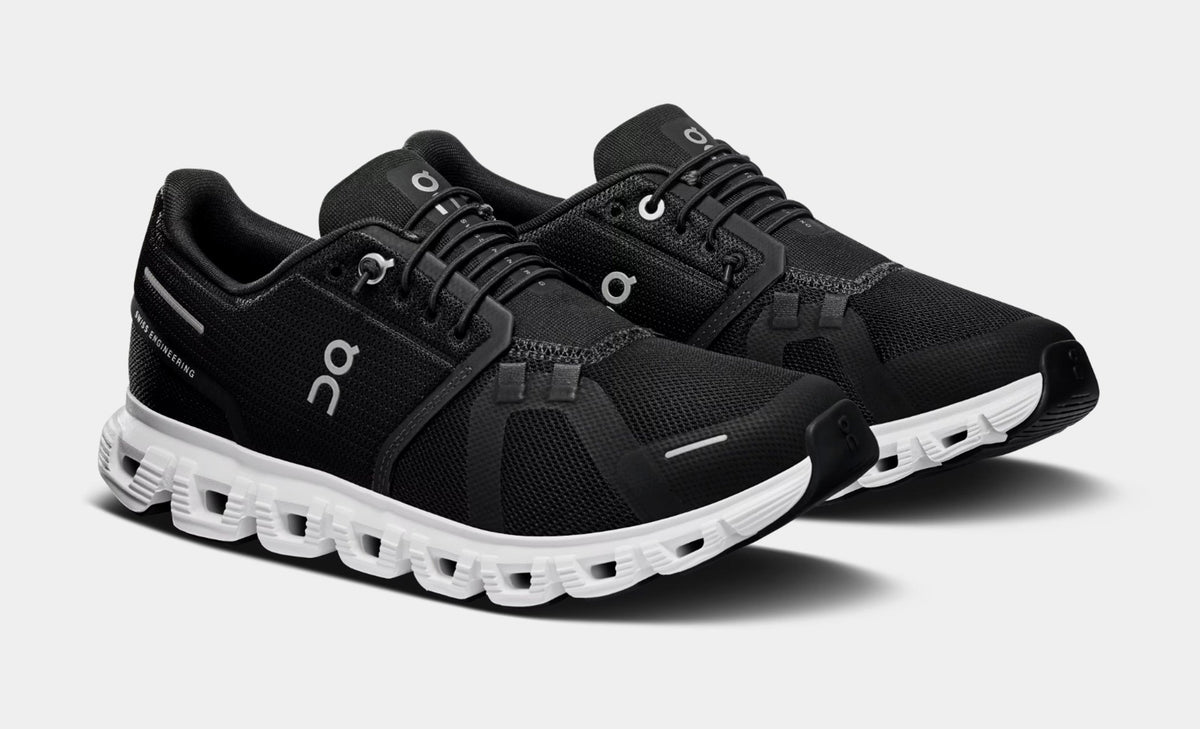 Exclusive Cloud 6 Womens Running Shoes (Black/White) — 5 — Top View
