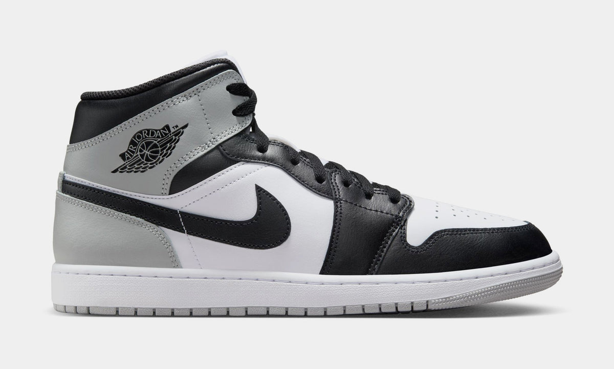 Exclusive Air Jordan 1 Mid Mens Lifestyle Shoes (White/Light Smoke Grey/Black) — 7 — Front View