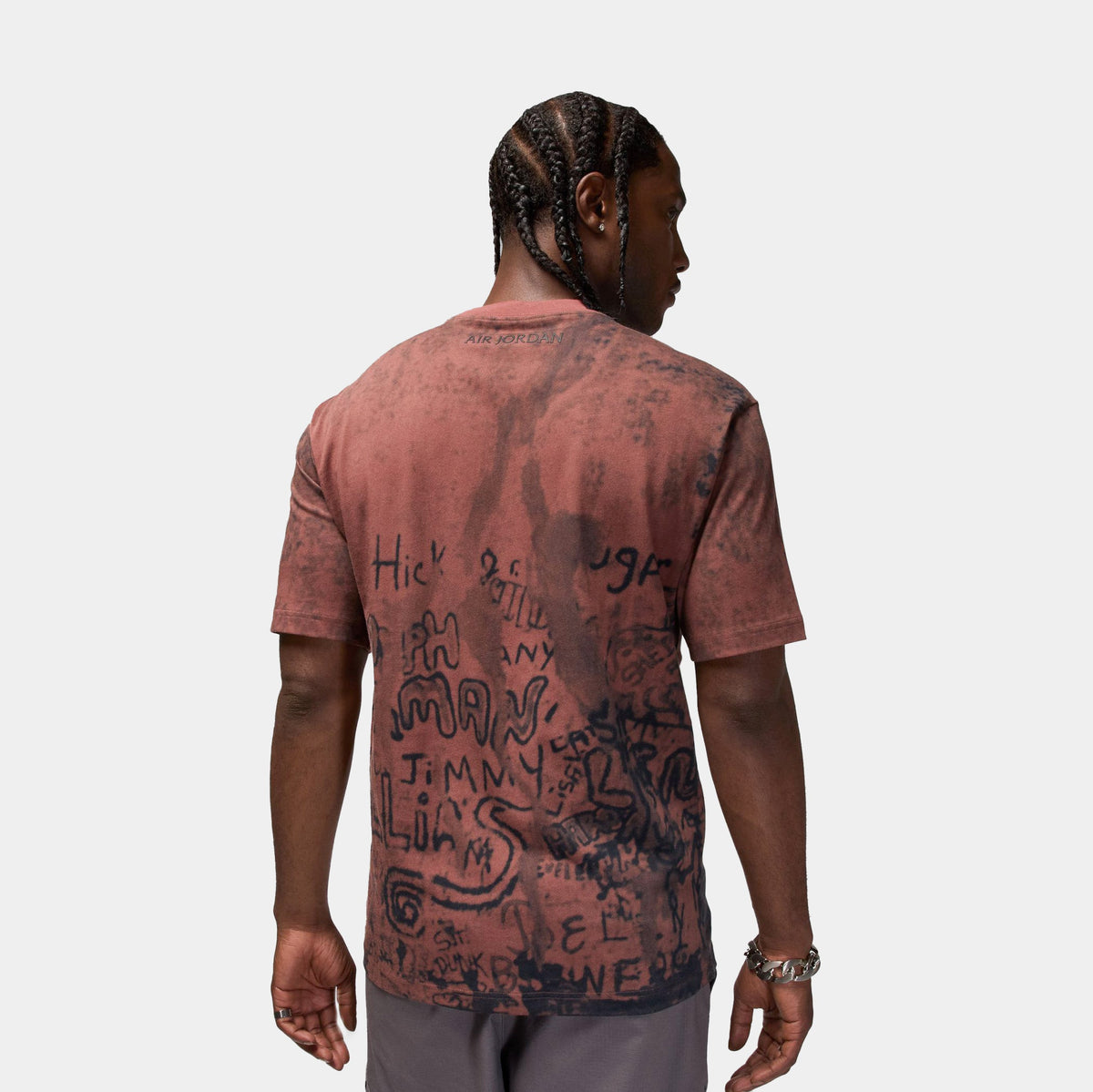 Exclusive Air Jordan 85 Graphic Crew Mens Short Sleeve Shirt (Red/Black) — S — Side View