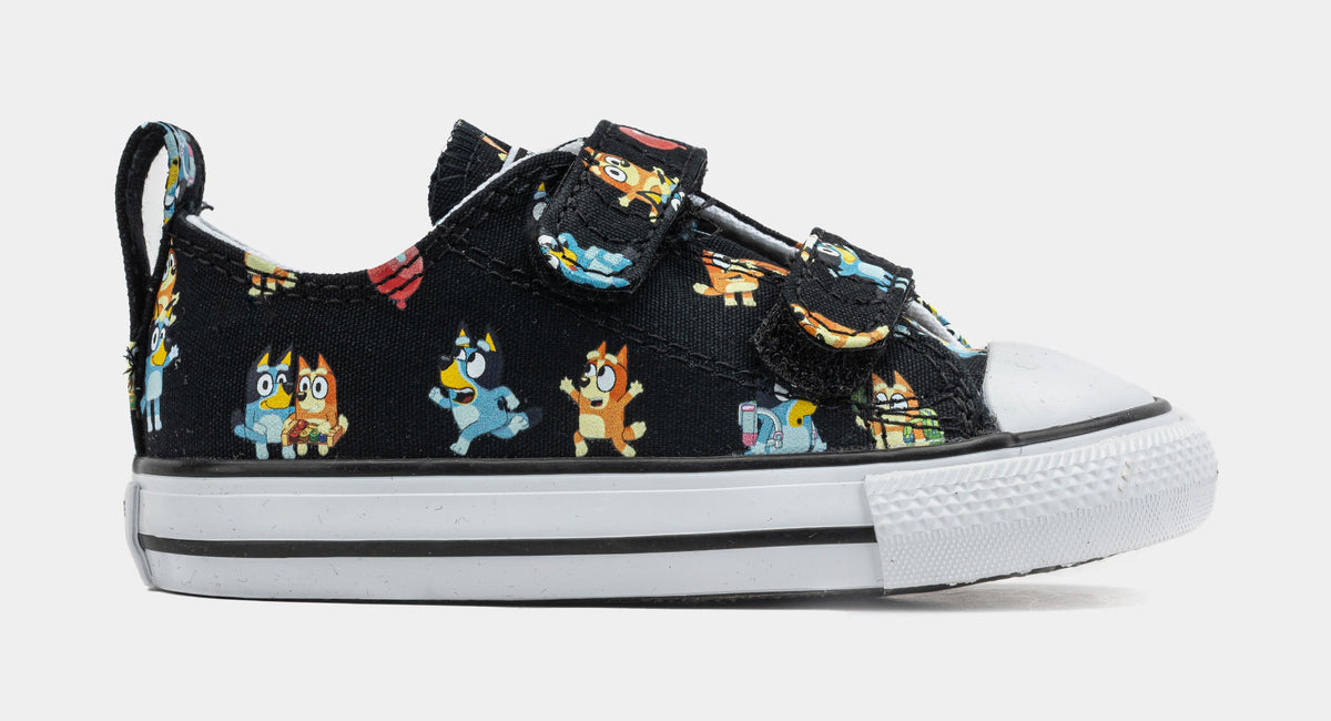 Exclusive Chuck Taylor All Star Low Bluey Infant Toddler Lifestyle Shoes (Black/Blue) — 2C — Front View