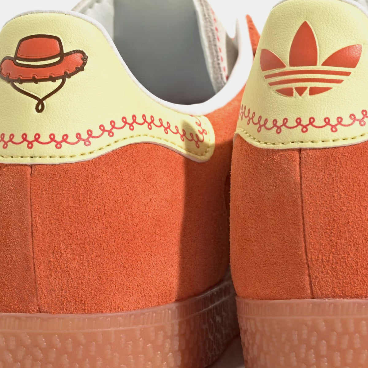 Exclusive Toy Story x Gazelle Grade School Lifestyle Shoes (Orange/Yellow) — 3.5Y — Top View
