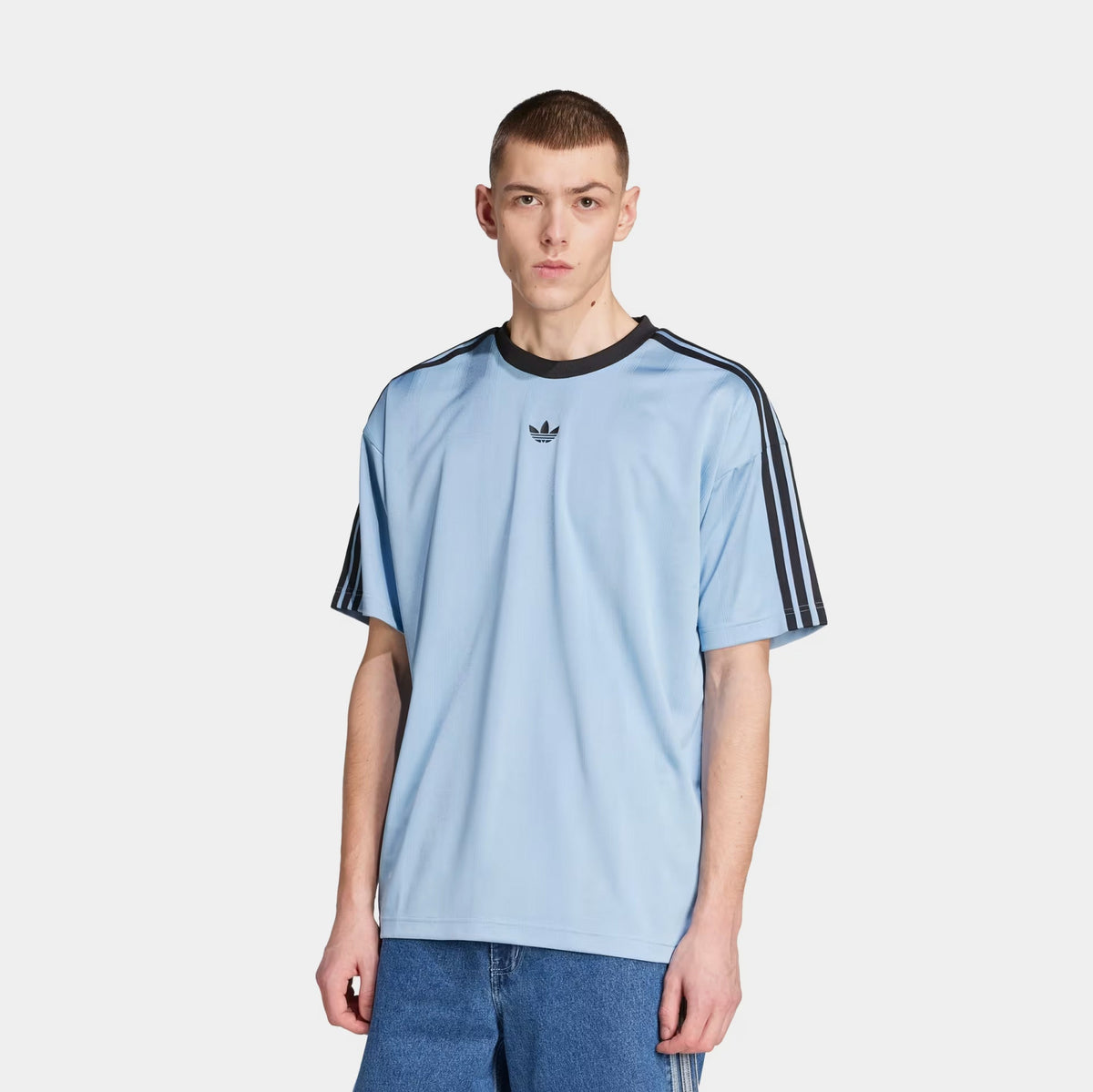 Exclusive Adicolor Jacquard Mens Jersey (Blue/Black) — S — Front View