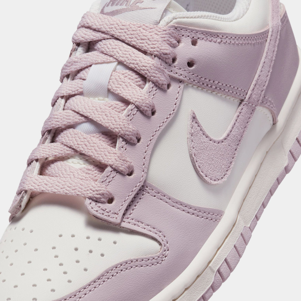 Exclusive Dunk Low Grade School Lifestyle Shoes (Sail/Particle Rose/Enigma Stone) — 3.5Y — Detail View