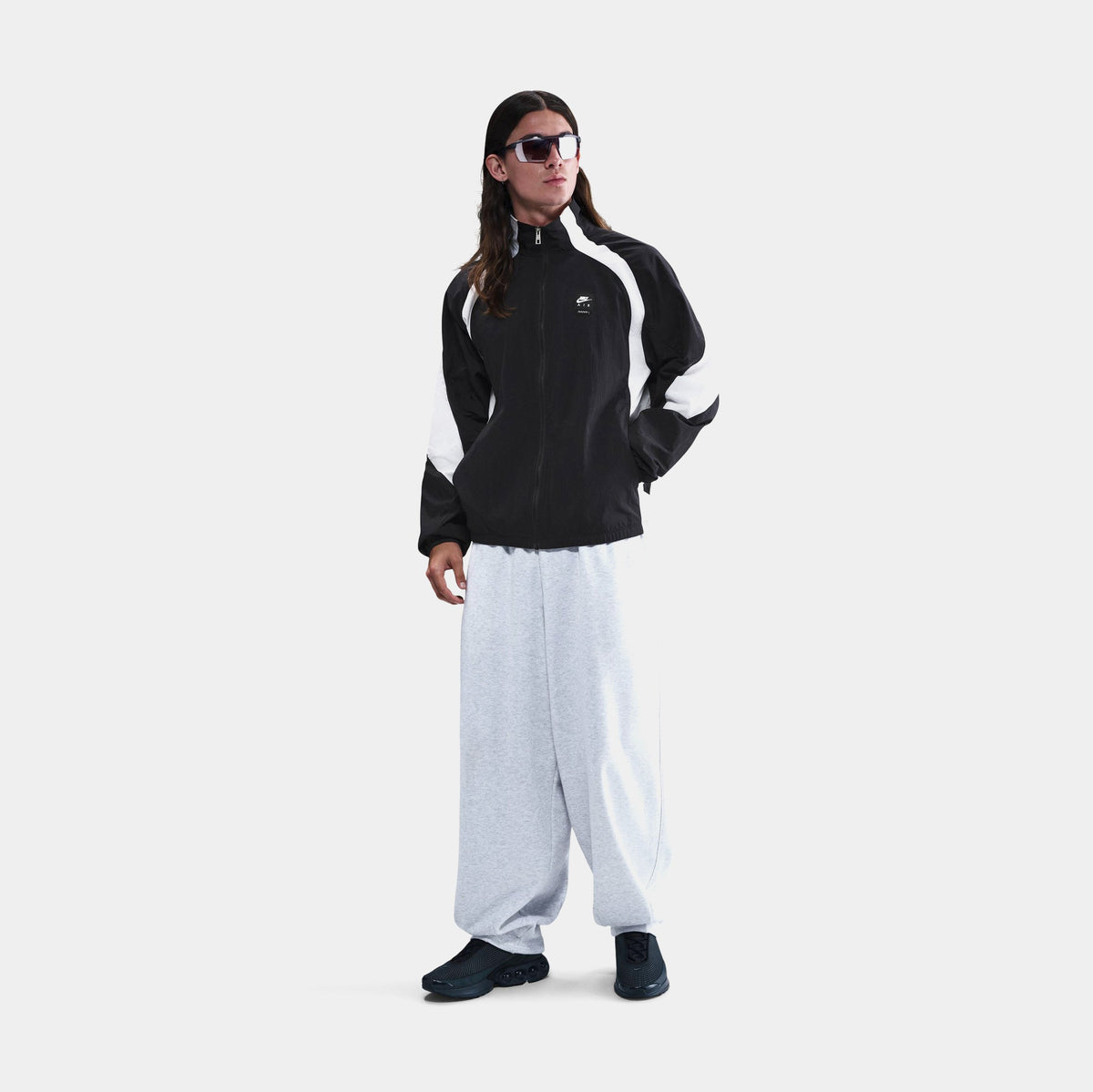 Exclusive NSW Air Woven Track Mens Jacket (Black/White) — S — Front View