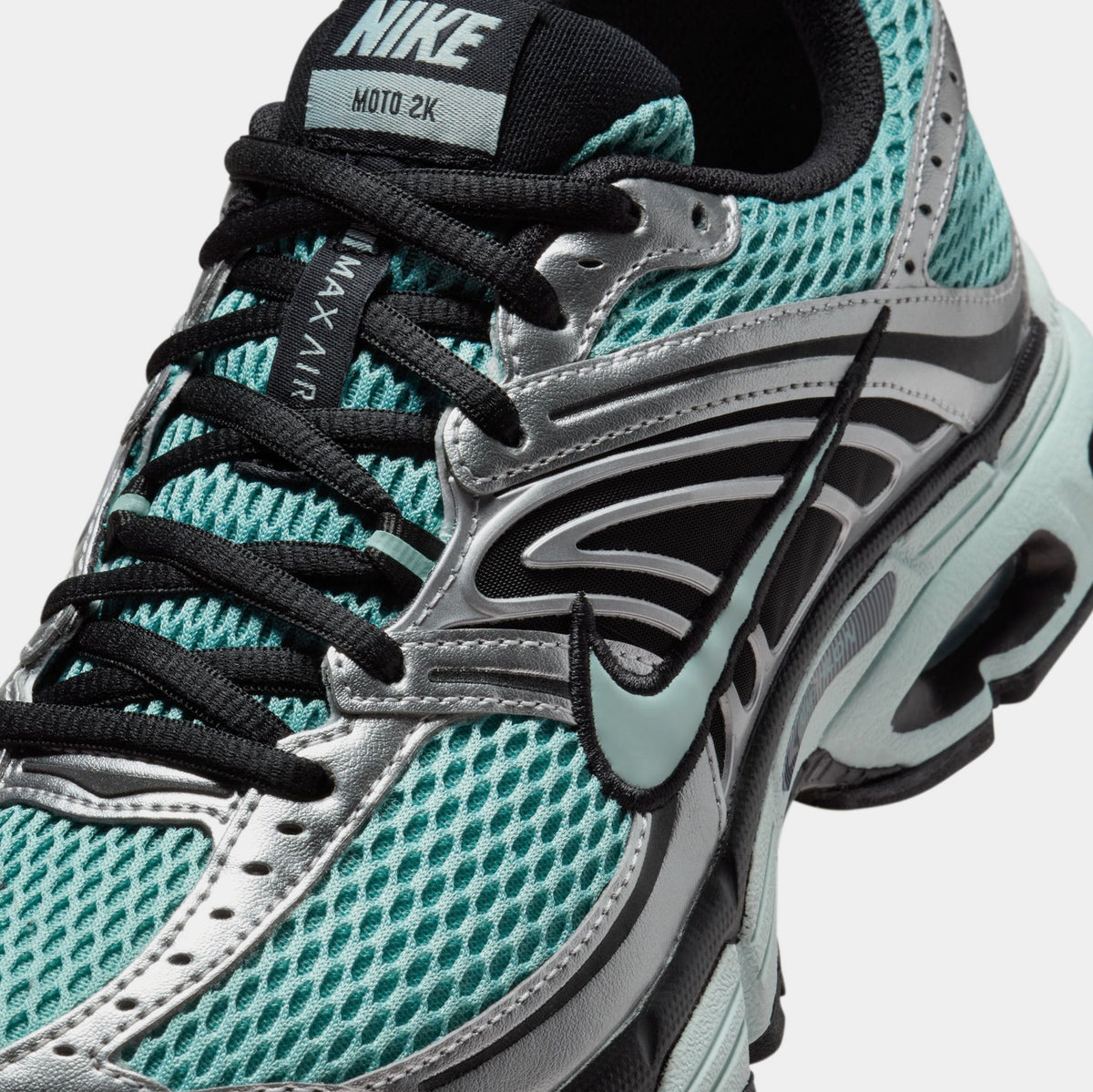 Exclusive Air Max Moto Womens Running Shoes (Cannon/Black/Metallic Silver/Green Haze) — 5 — Detail View