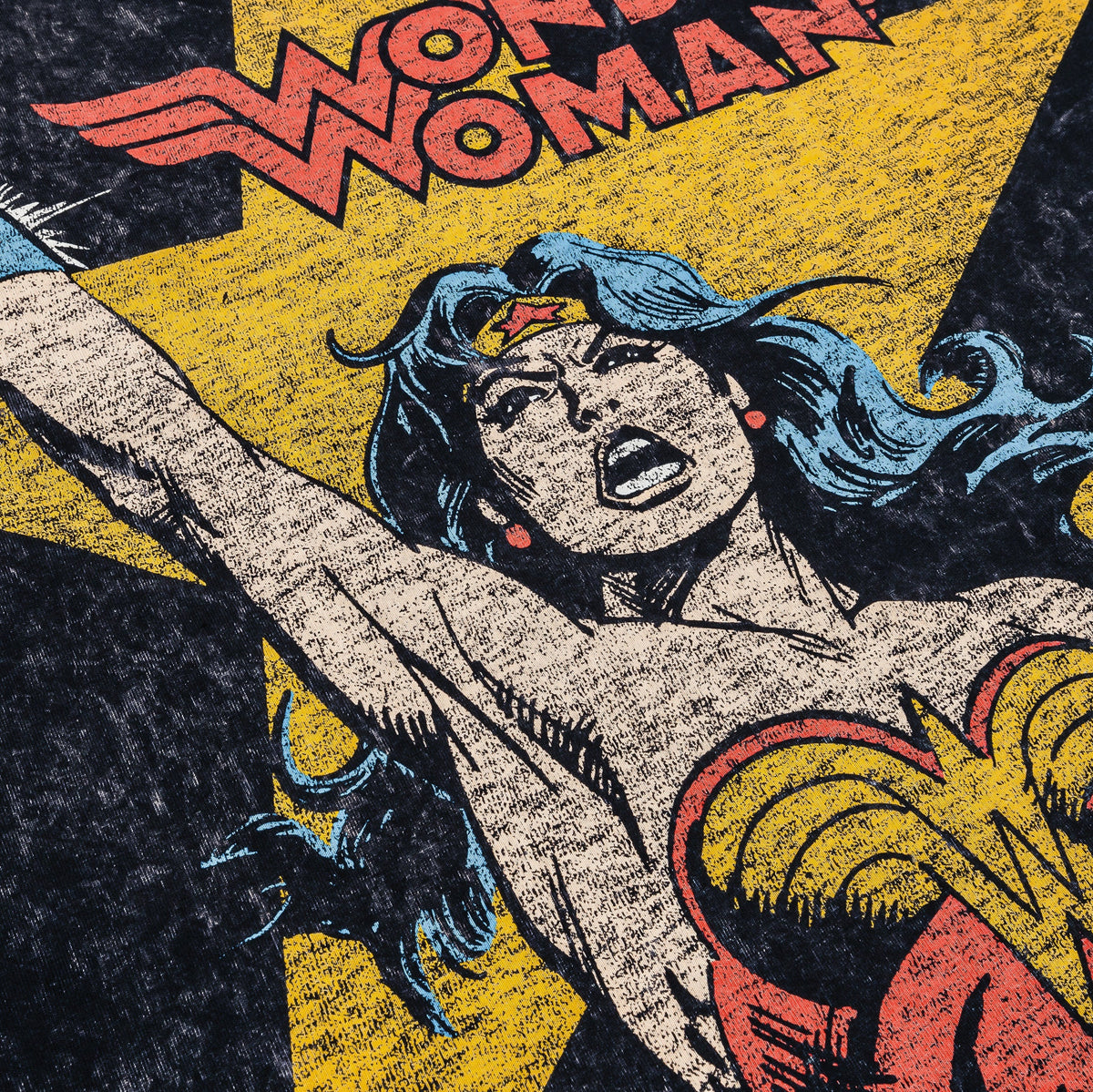 Exclusive Wonder Woman DC Bronze Age Mens Short Sleeve Shirt (Black/Yellow) — S — Back View