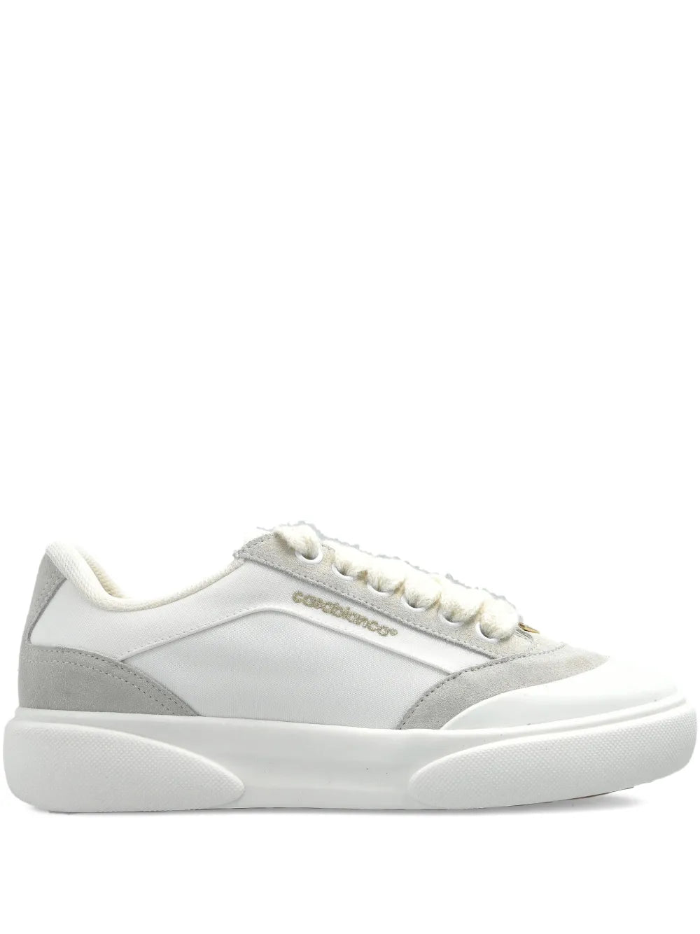Suede-Panel Leather Low-Top