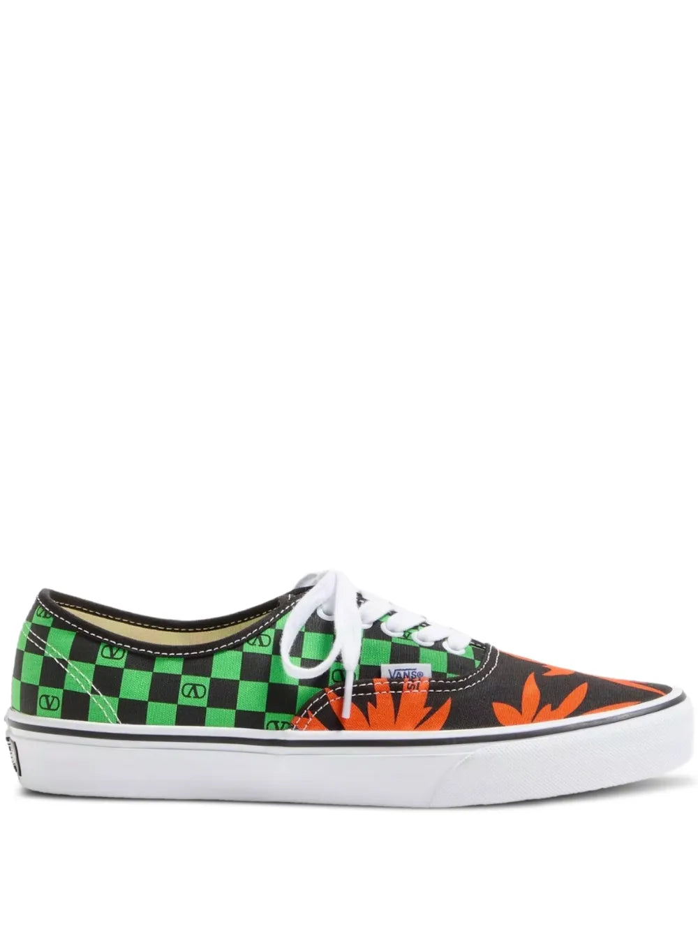 X Vlogo Checkerboard And Tropical Leaves-Print