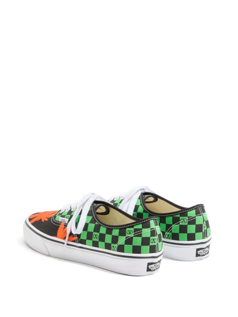 X Vlogo Checkerboard And Tropical Leaves-Print