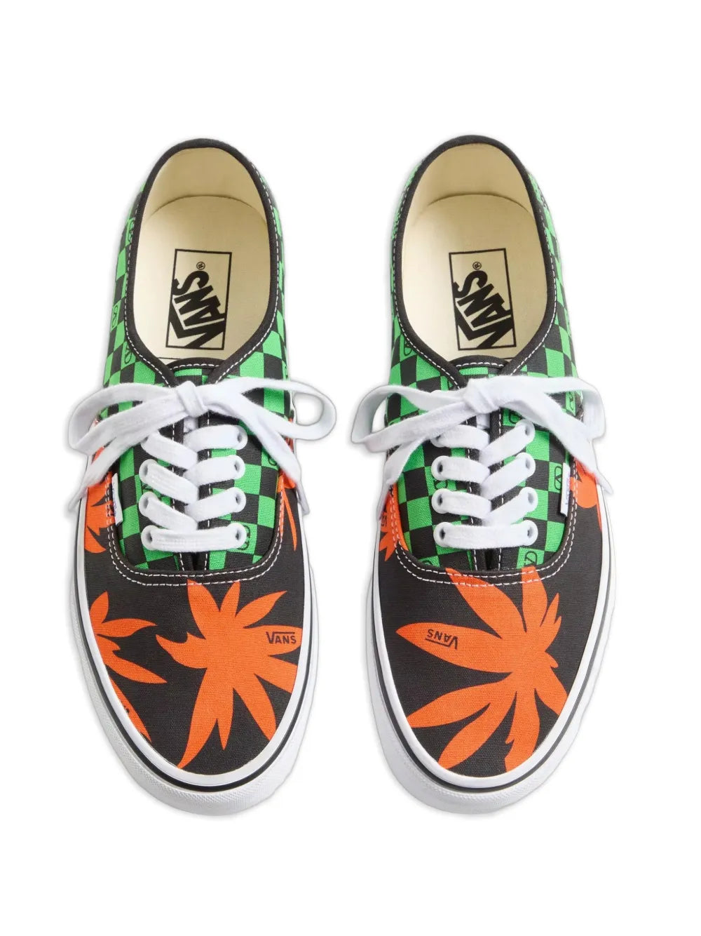 X Vlogo Checkerboard And Tropical Leaves-Print
