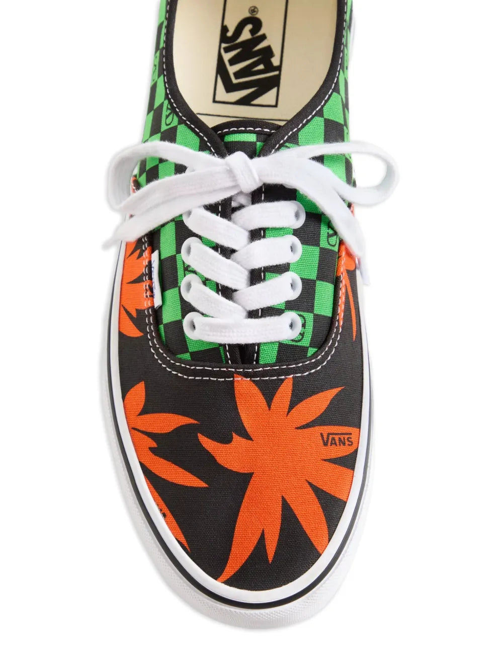 X Vlogo Checkerboard And Tropical Leaves-Print