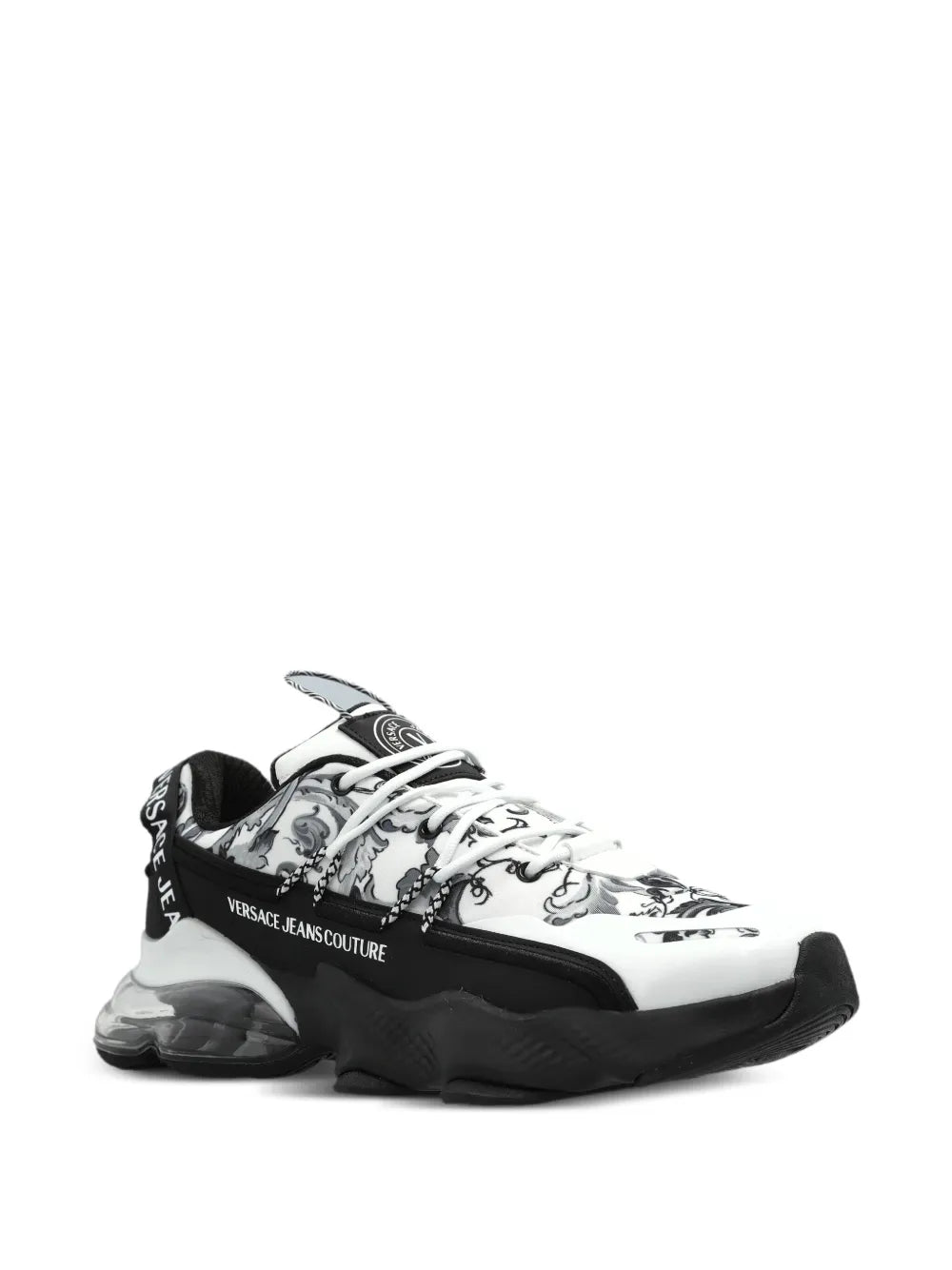 Jeans Couture Baroque-Print Lace-Up