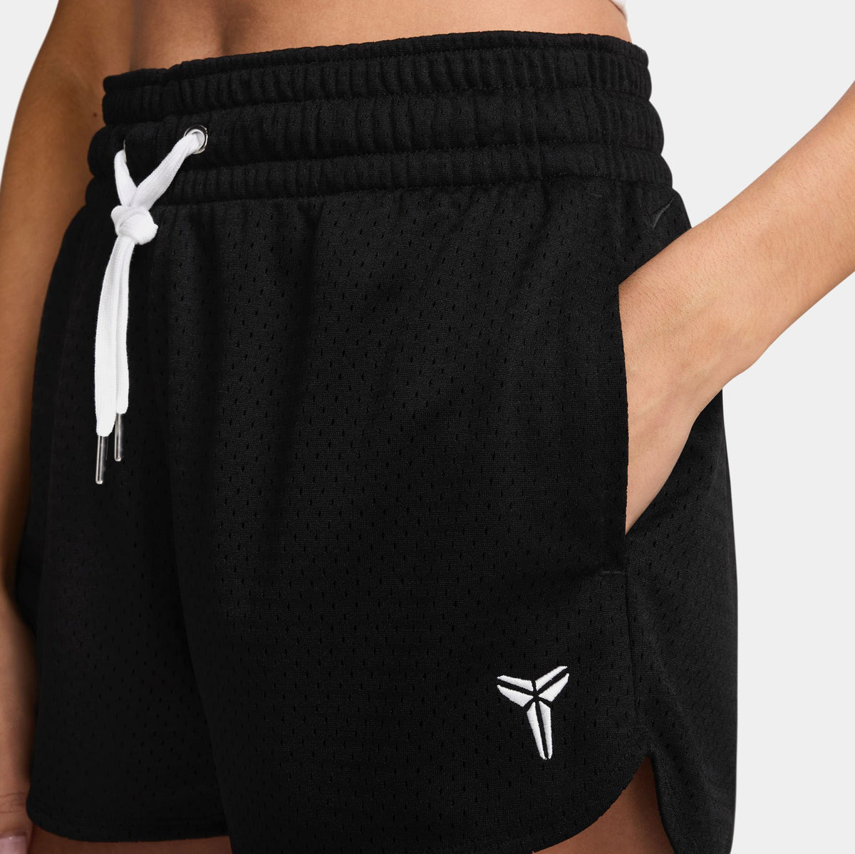 Exclusive Kobe Mesh Womens Shorts (Black/White) — XS — Back View