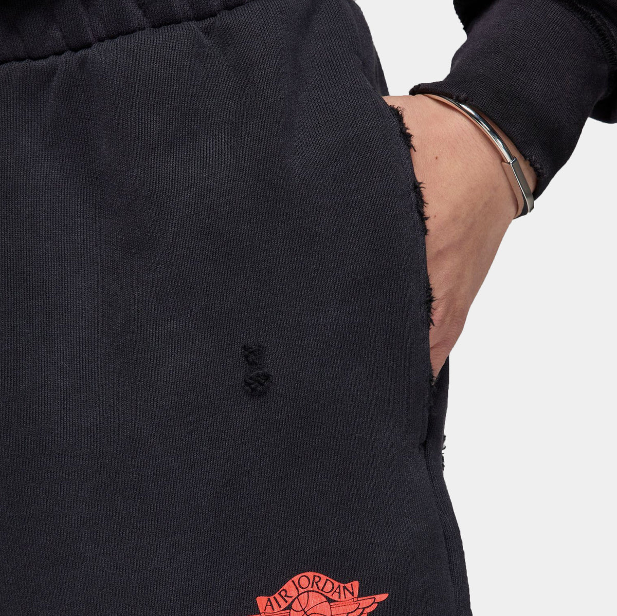 Exclusive Rare Air Fleece French Terry Mens Shorts (Black/Red) — S — Side View