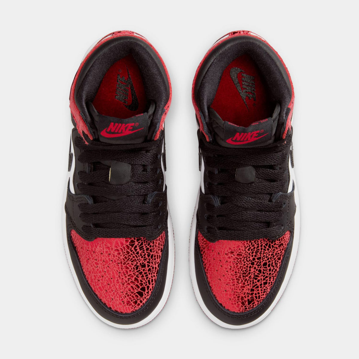 Exclusive Air Jordan 1 Retro High OG Ruby Preschool Lifestyle Shoes (Varsity Red/Black/White) — 10.5C — Side View