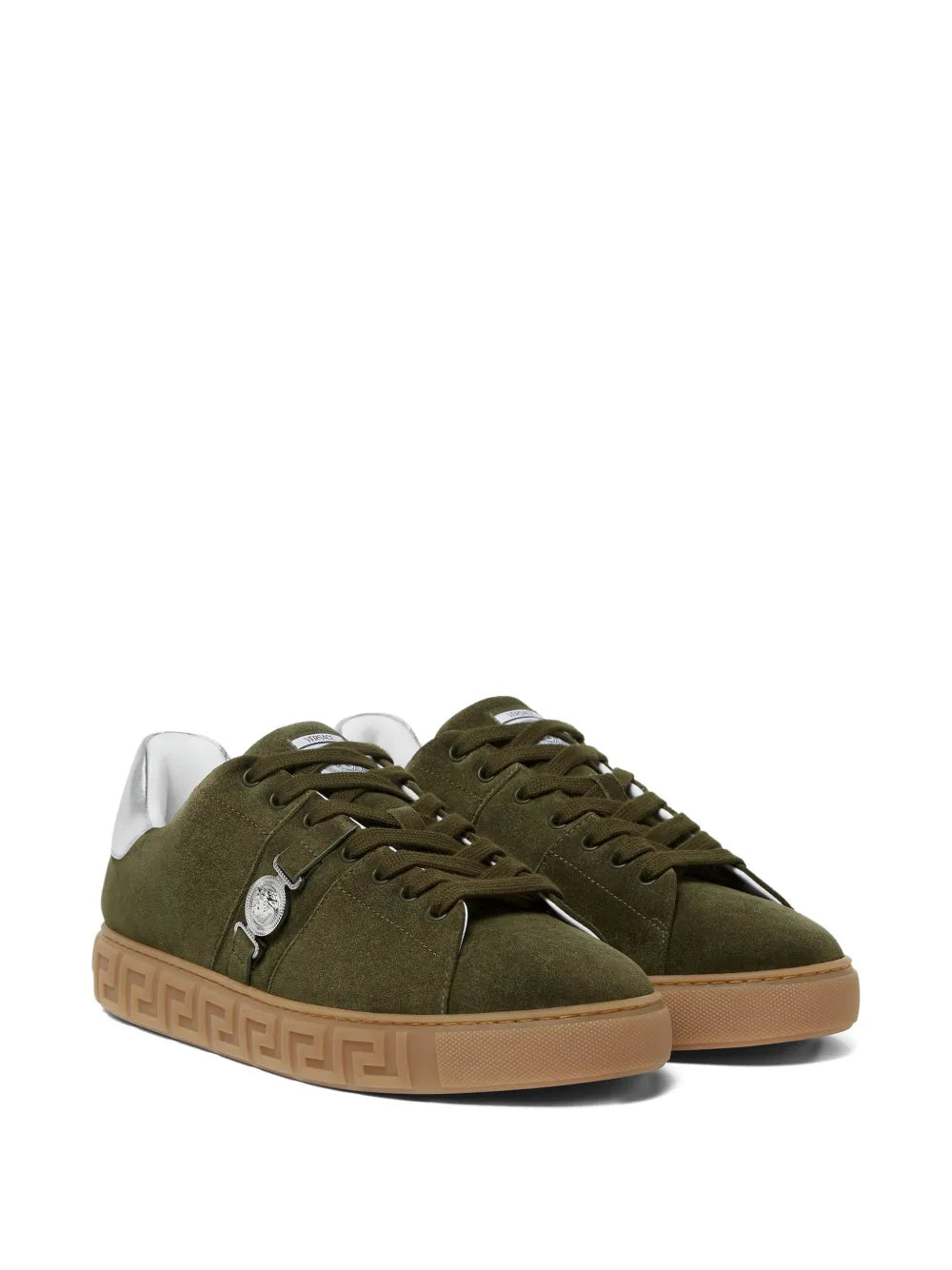 Greca-Embellished Suede