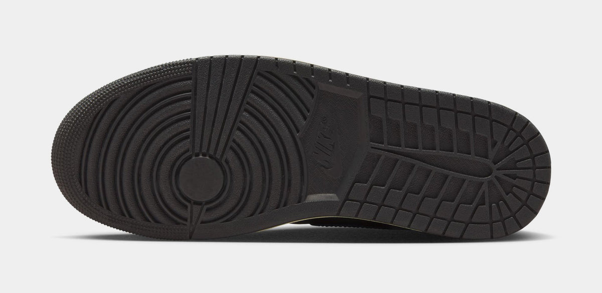 Exclusive Air Jordan 1 Retro High OG Black and Muslin Mens Lifestyle Shoes (Black/Black Muslin) — 4 — Top View