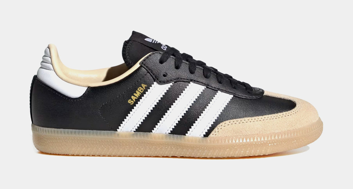 Exclusive Samba OG Grade School Lifestyle Shoes (White/Black/Beige) — 3.5Y — Front View