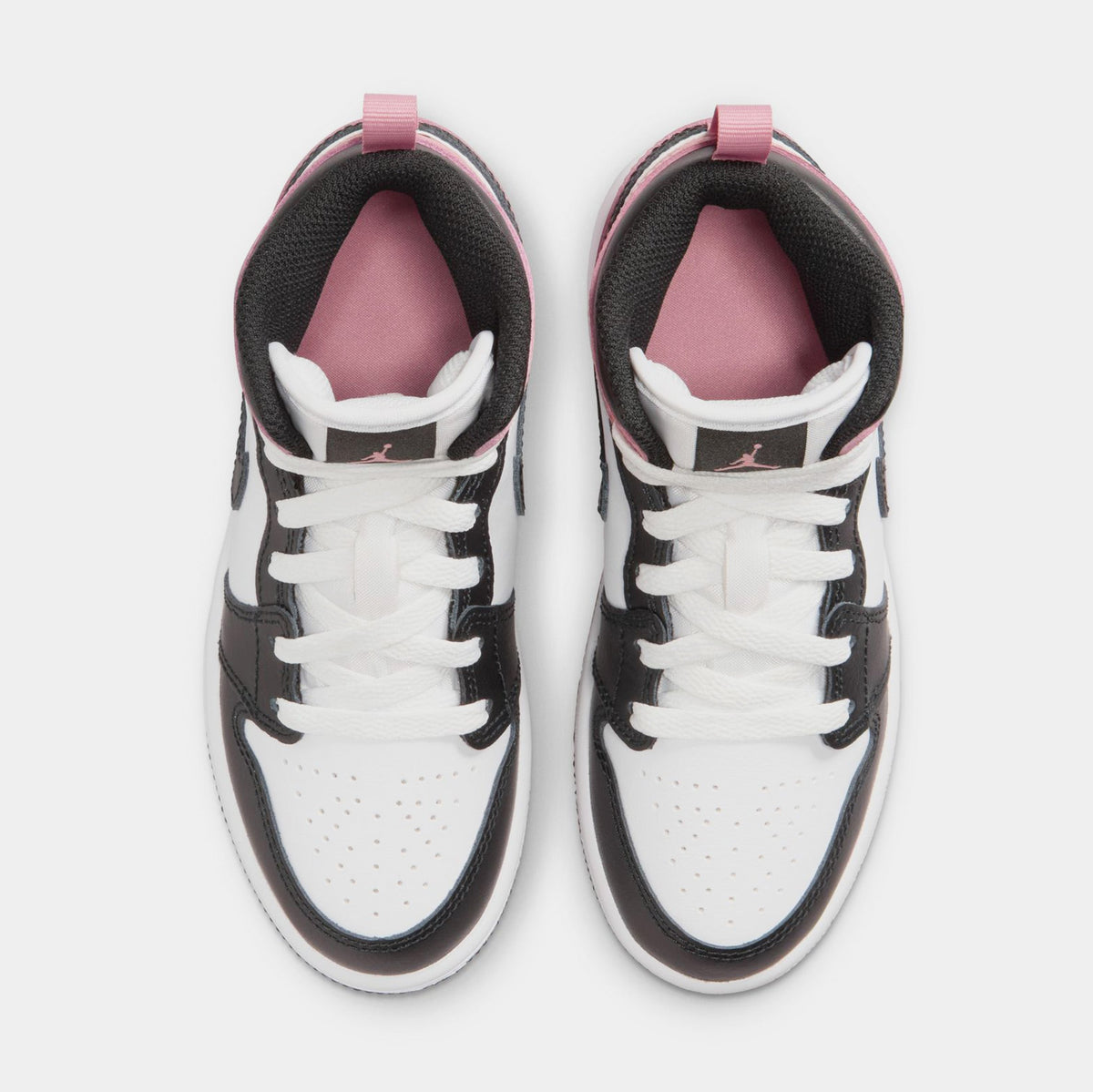 Exclusive Air Jordan 1 Mid Preschool Lifestyle Shoes (White/Black/Rust Pink) — 10.5C — Side View