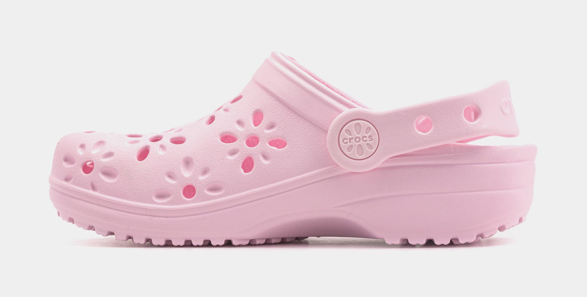 Exclusive Classic Floral Cut Out Preschool/Grade School Sandals (Pink/Pink) — 11C — Back View