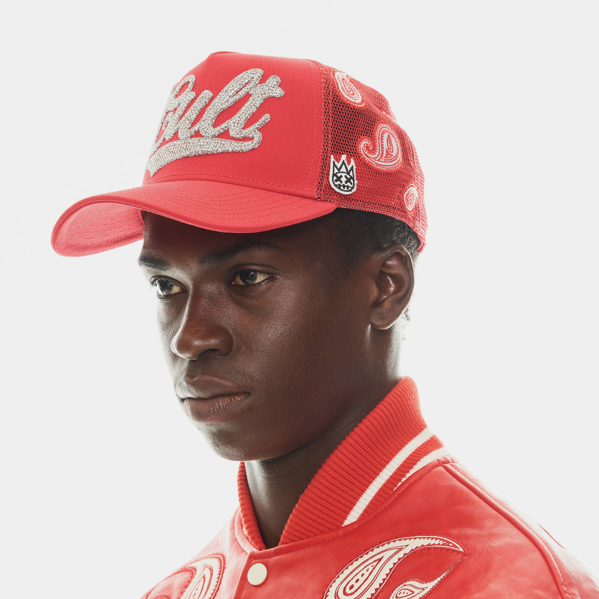 Exclusive Paisley Shimuchan Logo Mesh Trucker Mens Hat (Red) — OS — Front View