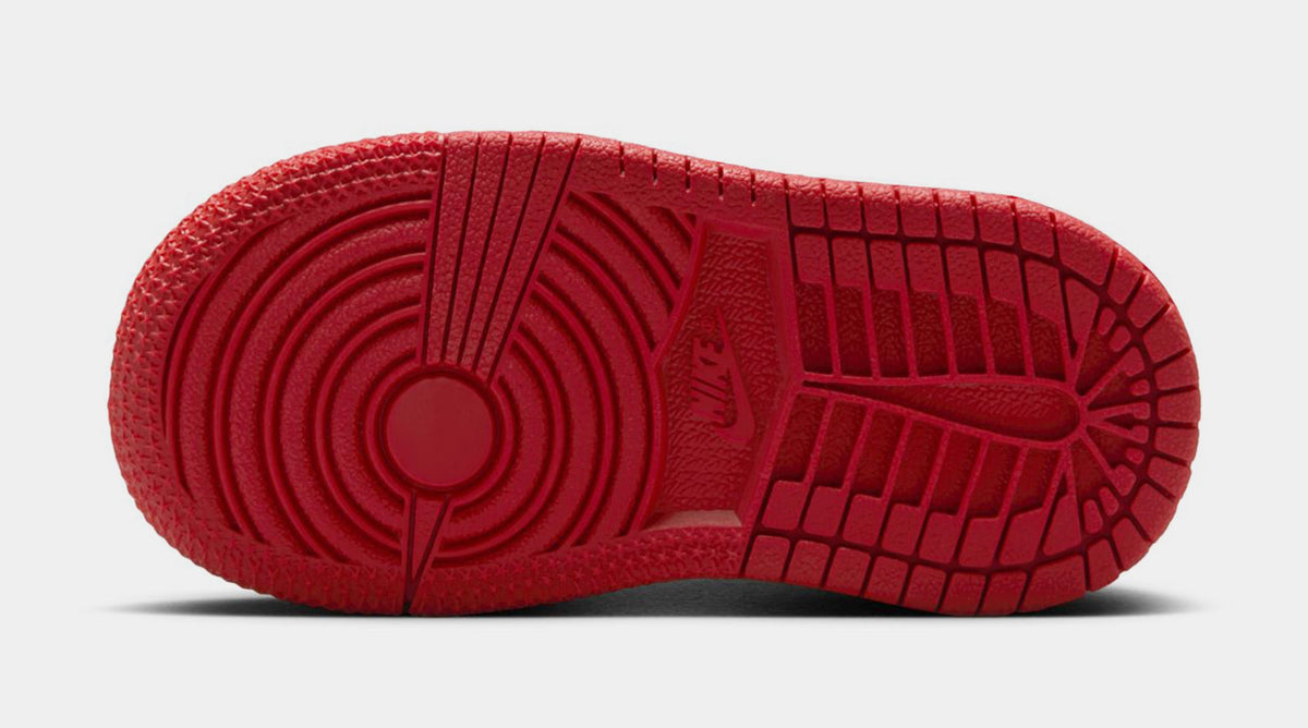 Exclusive Air Jordan 1 Retro High OG Ruby Infant Toddler Lifestyle Shoes (Varsity Red/Black/White) — 2C — Top View