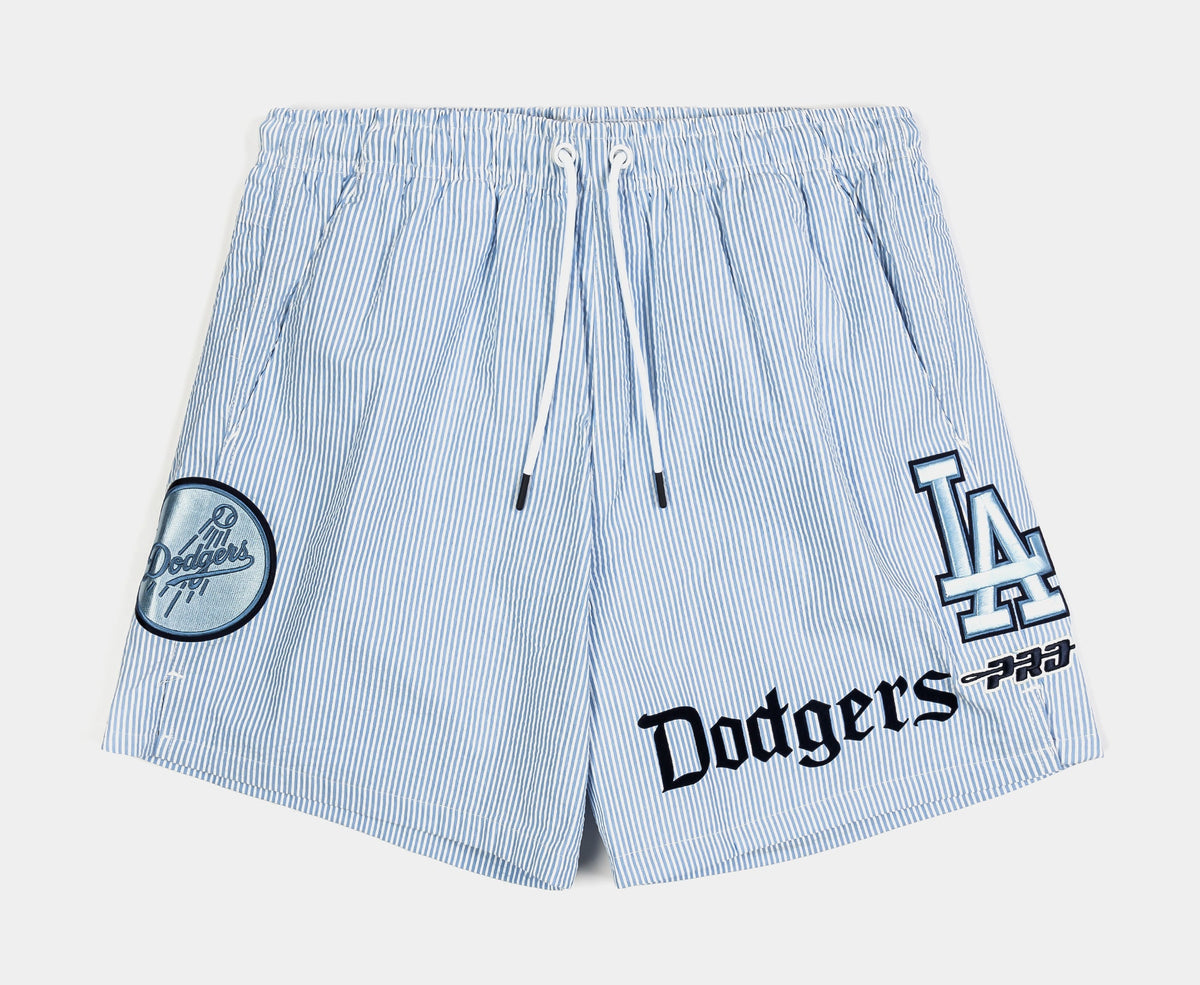 Exclusive Los Angeles Dodgers Country Club Seersucker Mens Shorts (Blue/White) — S — Front View
