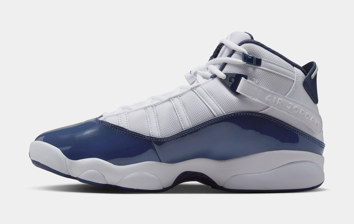 Exclusive 6 Rings Mens Basketball Shoes (White/Neutral Grey/Midnight Navy) — 8 — Back View