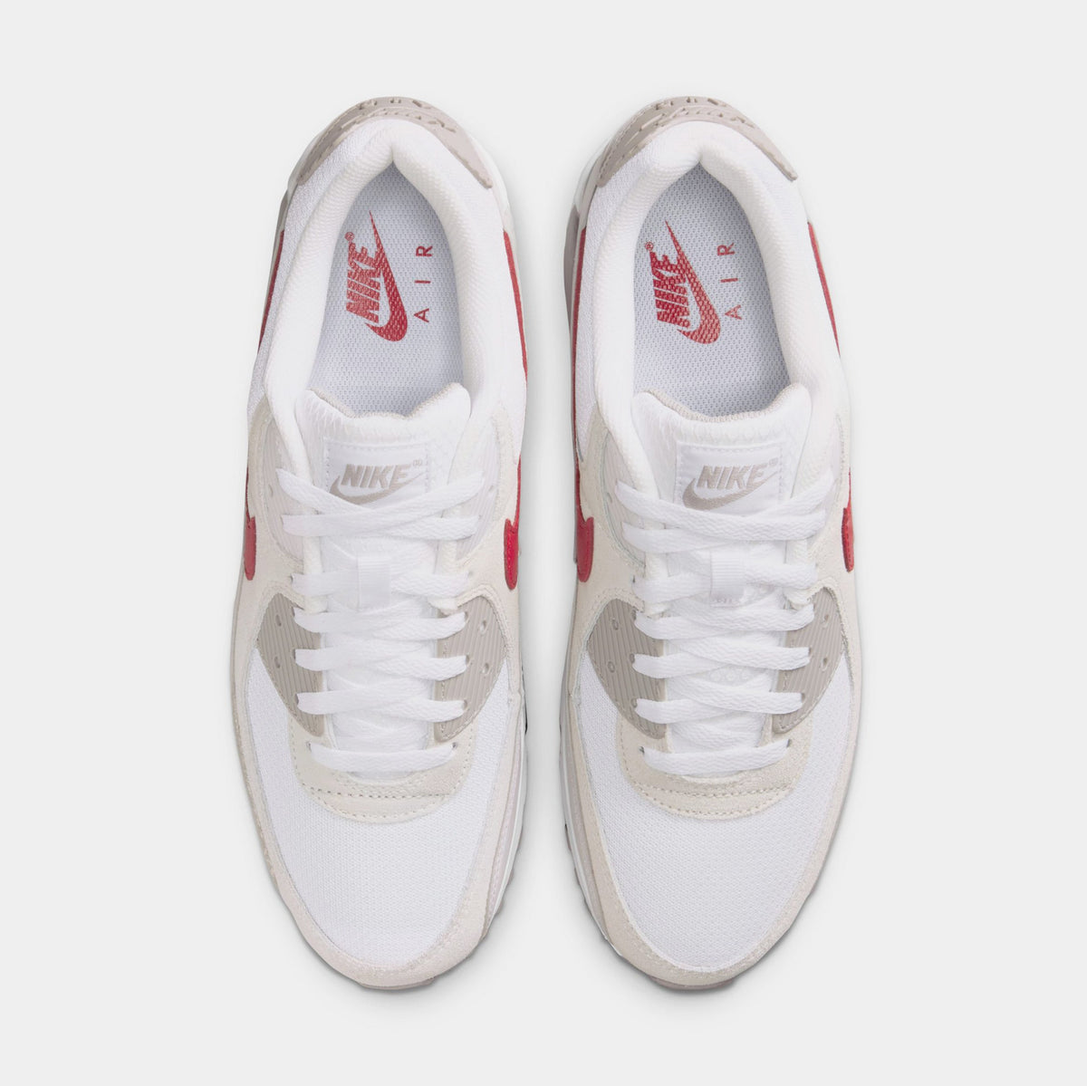 Exclusive Air Max 90 Mens Running Shoes (White/College Grey/Vast Grey/University Red) Final Sale — 6 — Side View