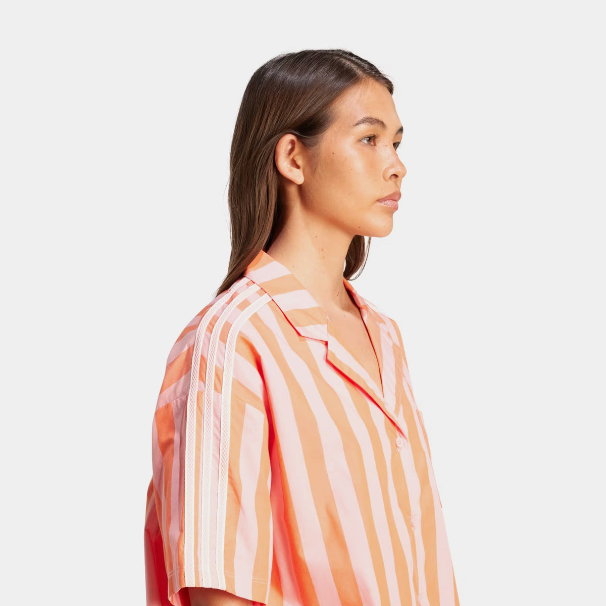 Exclusive Summer Glow Resort Womens Short Sleeve Shirt (Pink/Orange) — XS — Top View