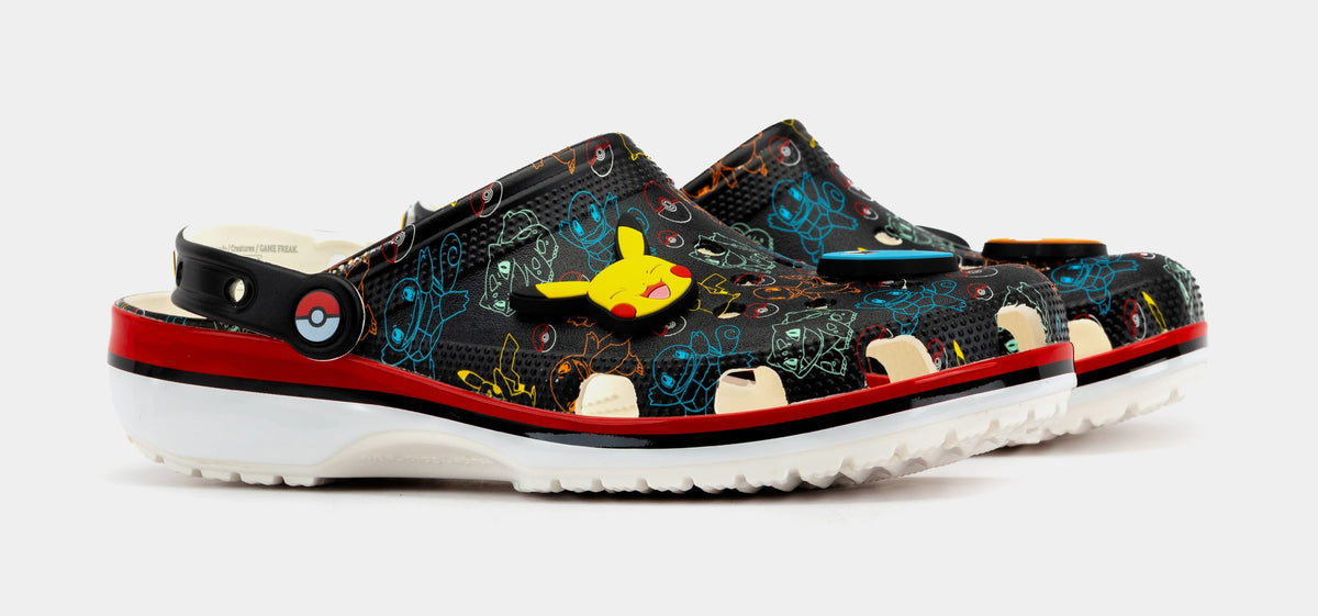 Exclusive Pokemon Classic Clog Mens Sandals (Black/Orange) — 3 — Top View