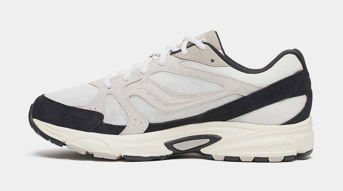 Exclusive Ride Millennium Suede Mens Running Shoes (White/Black) — 5 — Back View