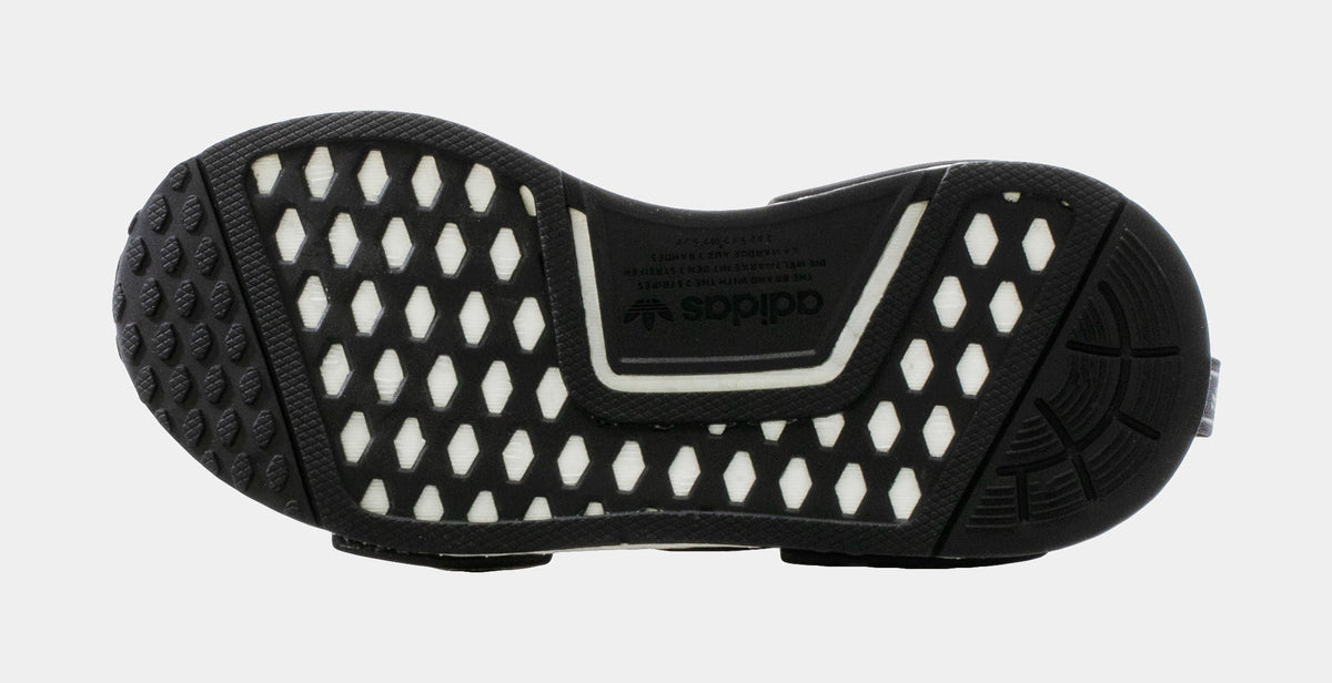 Exclusive NMD R1 Preschool Running Shoes (Black) — 10.5C — Back View
