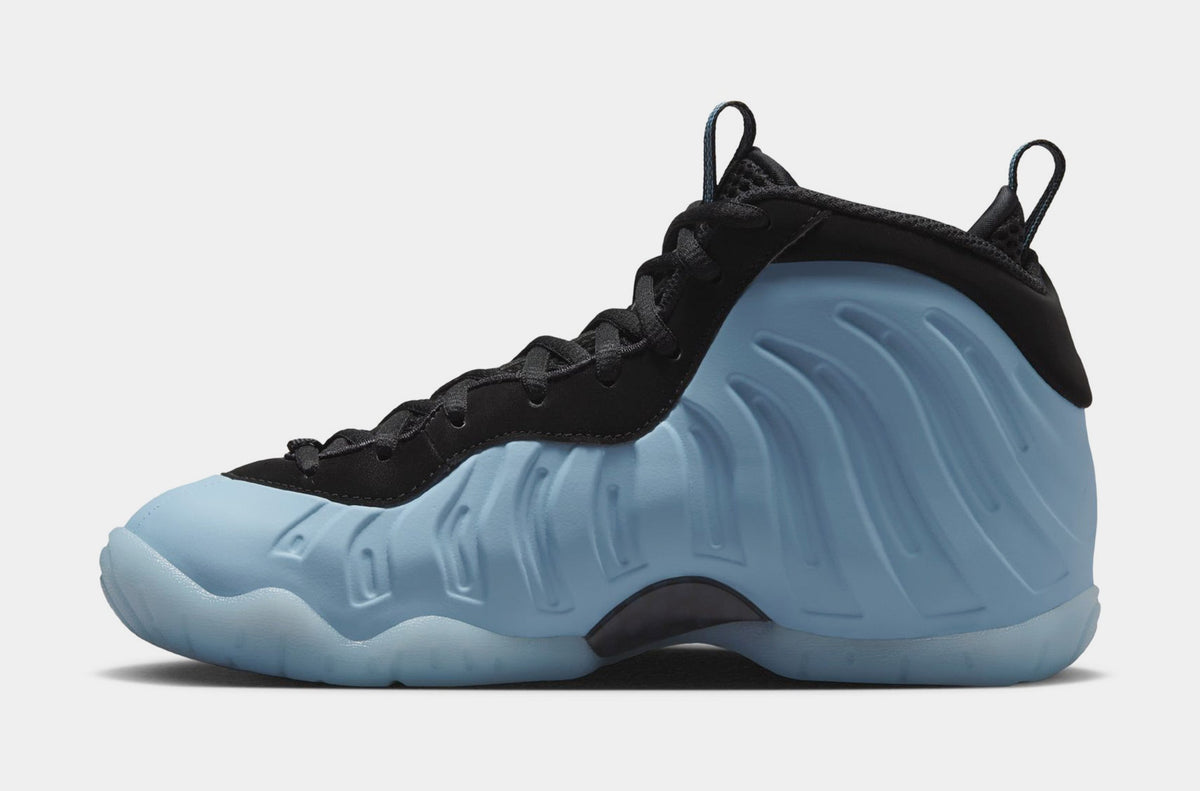 Exclusive Little Posite One Grade School Basketball Shoes (Psychic Blue/Black) — 3.5Y — Back View