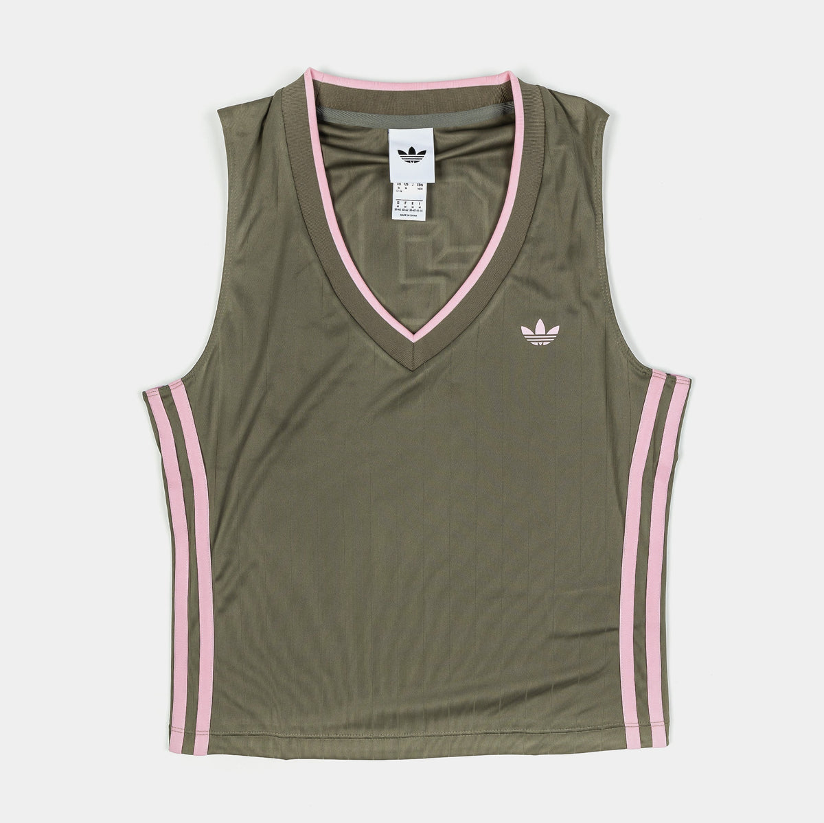 Exclusive Soccer Summer V Neck Tank Womens Short Sleeve (Olive/Pink) — XS — Front View