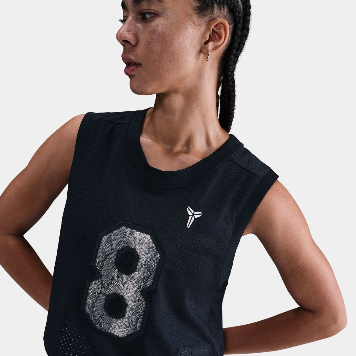 Exclusive Kobe 8 Cropped Womens Jersey (Black/White) — XS — Back View