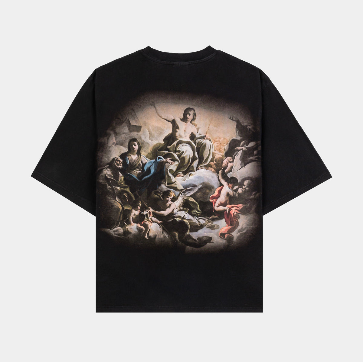 Exclusive The Saint Cropped Mens Short Sleeve Shirt (Black/White) — XS — Side View