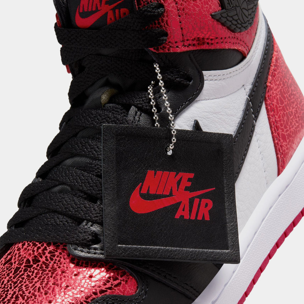 Exclusive Air Jordan 1 Retro High OG Ruby Womens Lifestyle Shoes (Varsity Red/Black/White) — 6 — Detail View