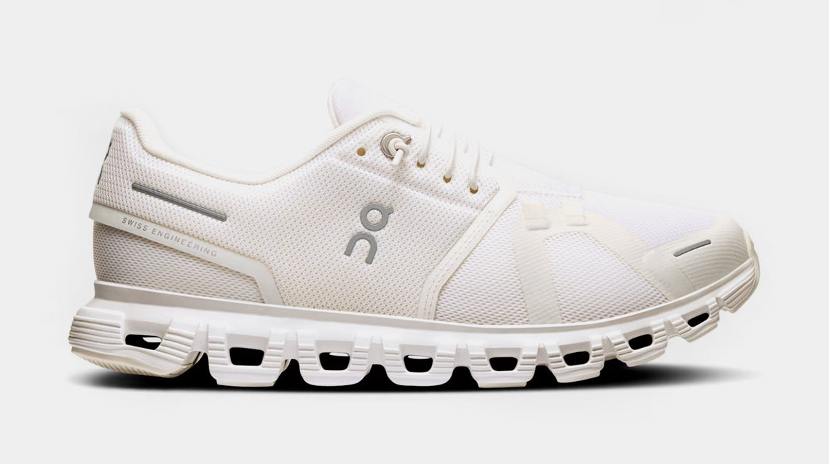 Exclusive Cloud 6 Womens Running Shoes (White/White) — 5 — Front View