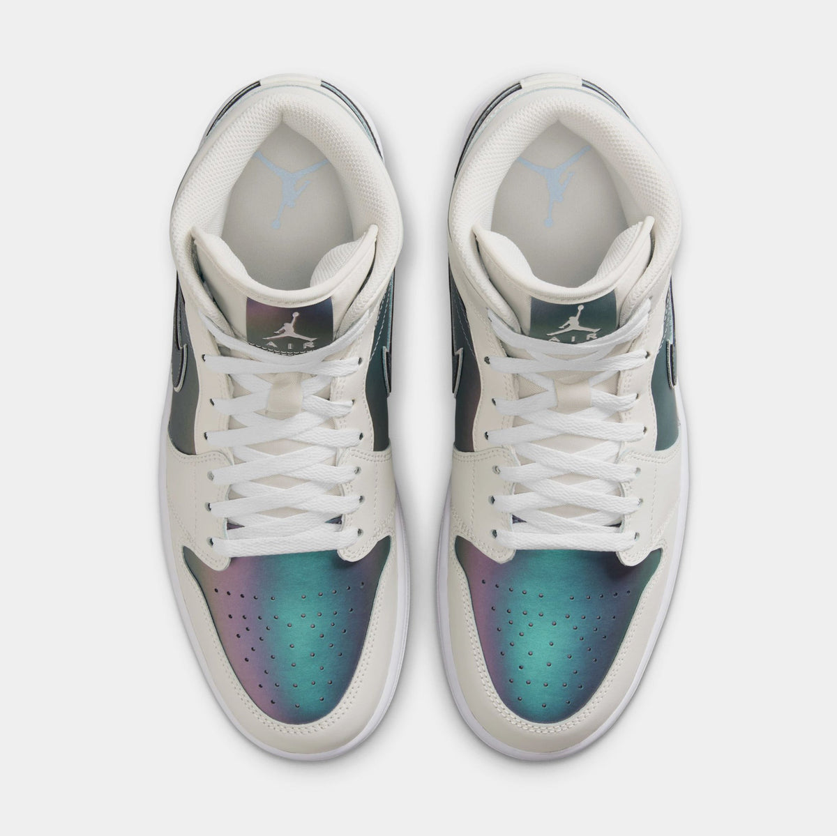 Exclusive Air Jordan 1 Mid Iridescent Mens Lifestyle Shoes (Phantom/White) — 7 — Side View