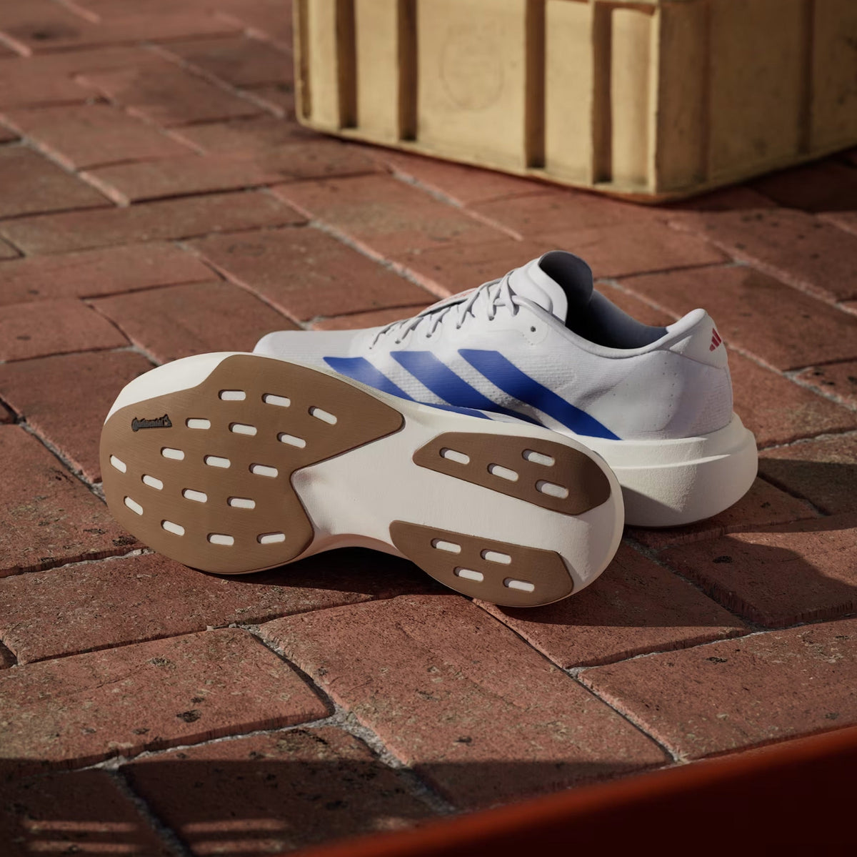 Exclusive Adizero Evo SL Mens Running Shoes (White/Blue) — 6.5 — Side View