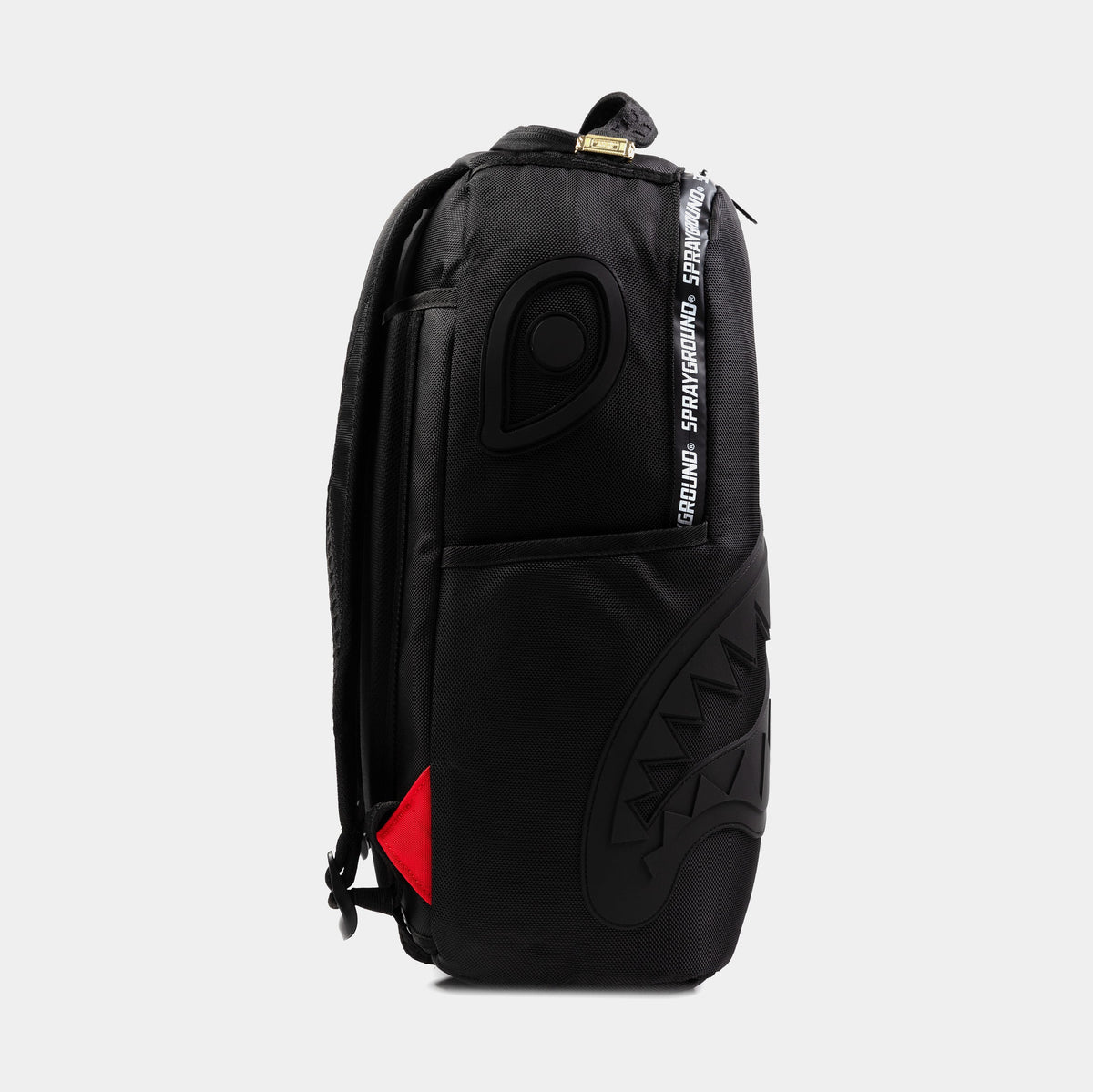 Exclusive Printed Zipper Shark Mens Backpack (Black/White) — OS — Back View