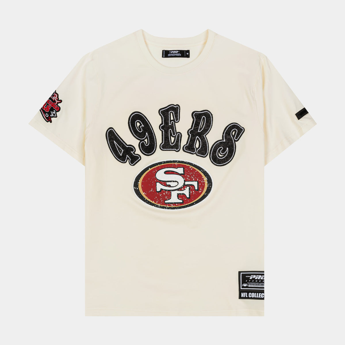 Exclusive San Francisco 49ers Athletics Logo Mens Short Sleeve Shirt (Black/Red) — S — Front View