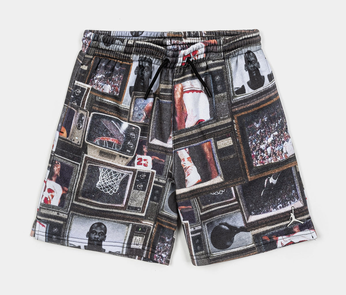 Exclusive Brooklyn Printed Fleece Preschool Shorts (Black) — 4 — Front View