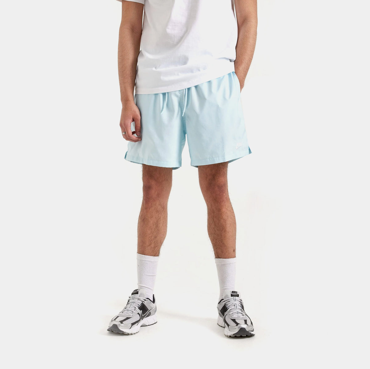 Exclusive NSW Club Woven Flow Mens Shorts (Glacier Blue/White) — S — Front View