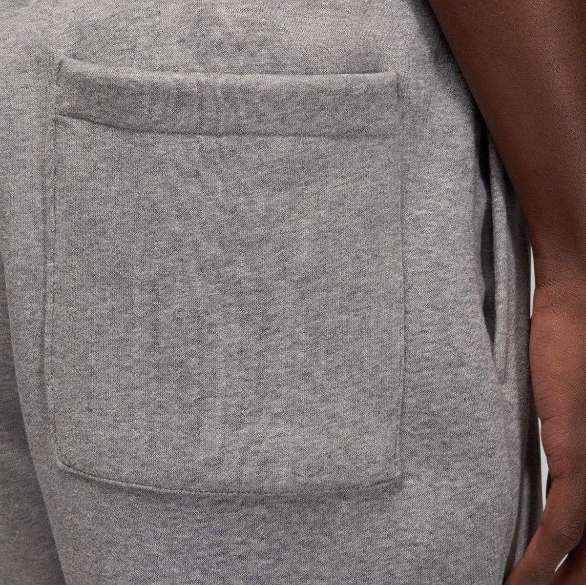 Exclusive Brooklyn Fleece Mens Shorts (Carbon Heather/White) — S — Side View