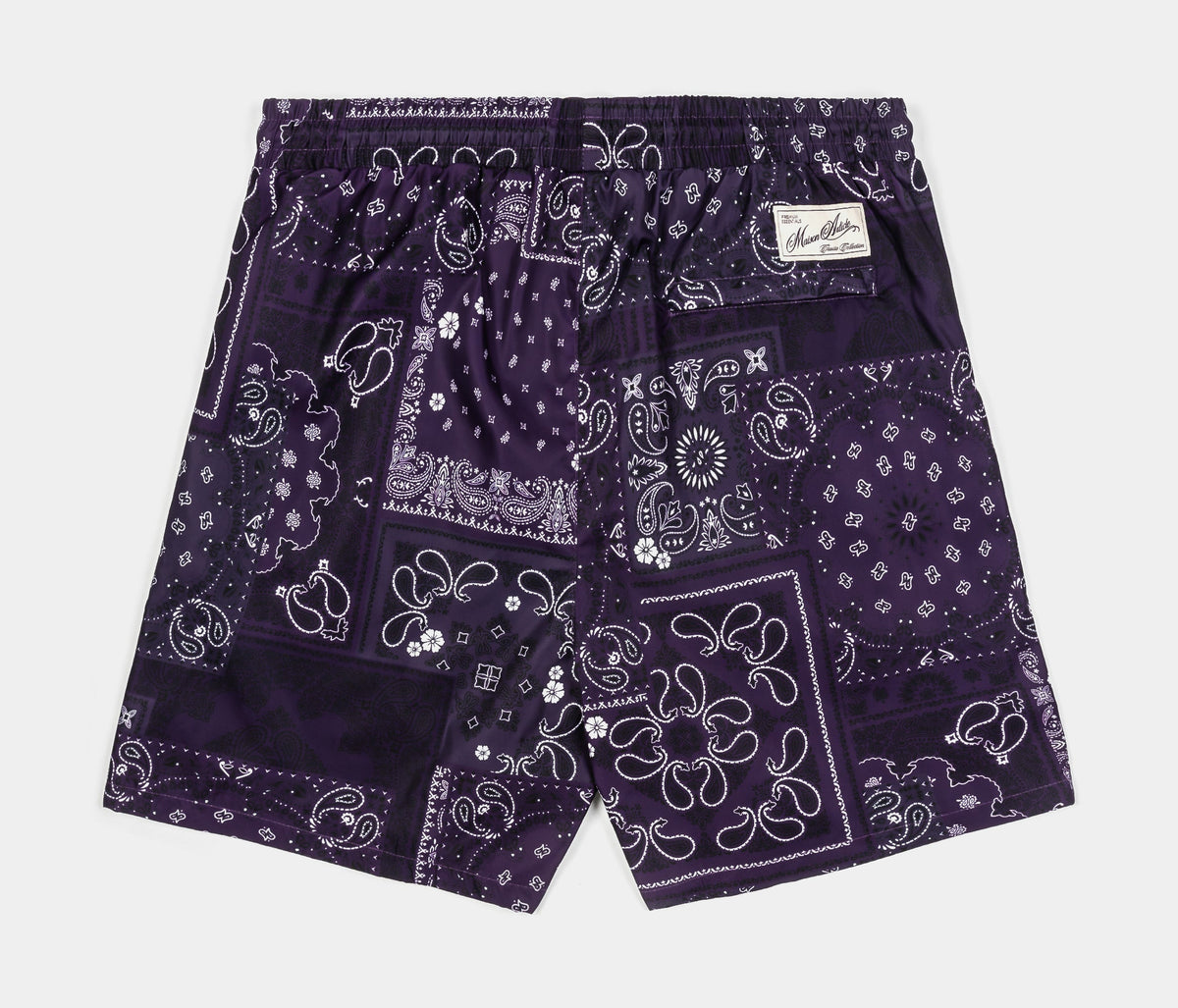 Exclusive Paisley Tonal Hybrid Mens Shorts (Black/Purple) — S — Side View