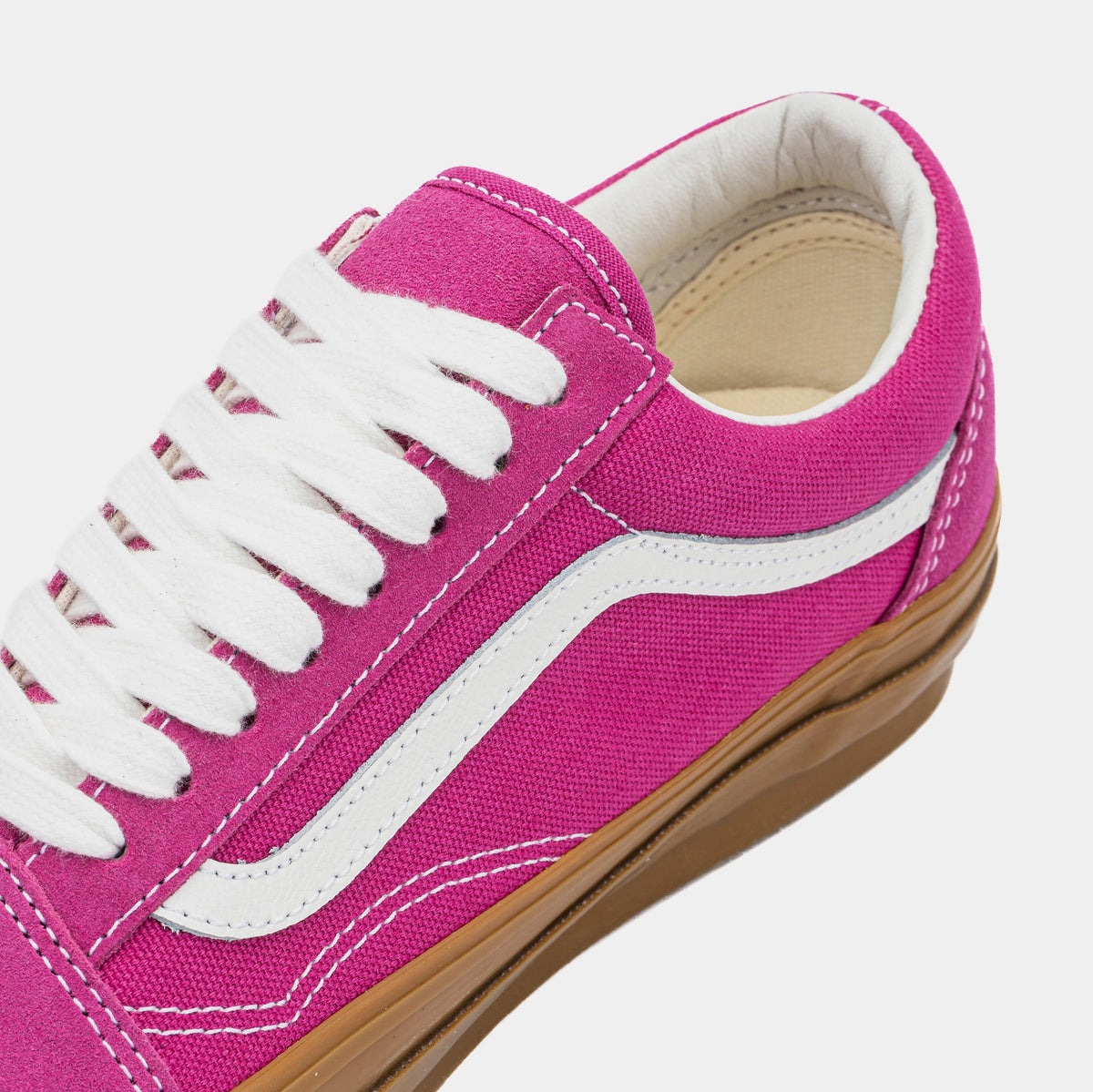 Exclusive LX Old Skool Mens Lifestyle Shoes (Pink/White/Gum) — 3.5 — Back View